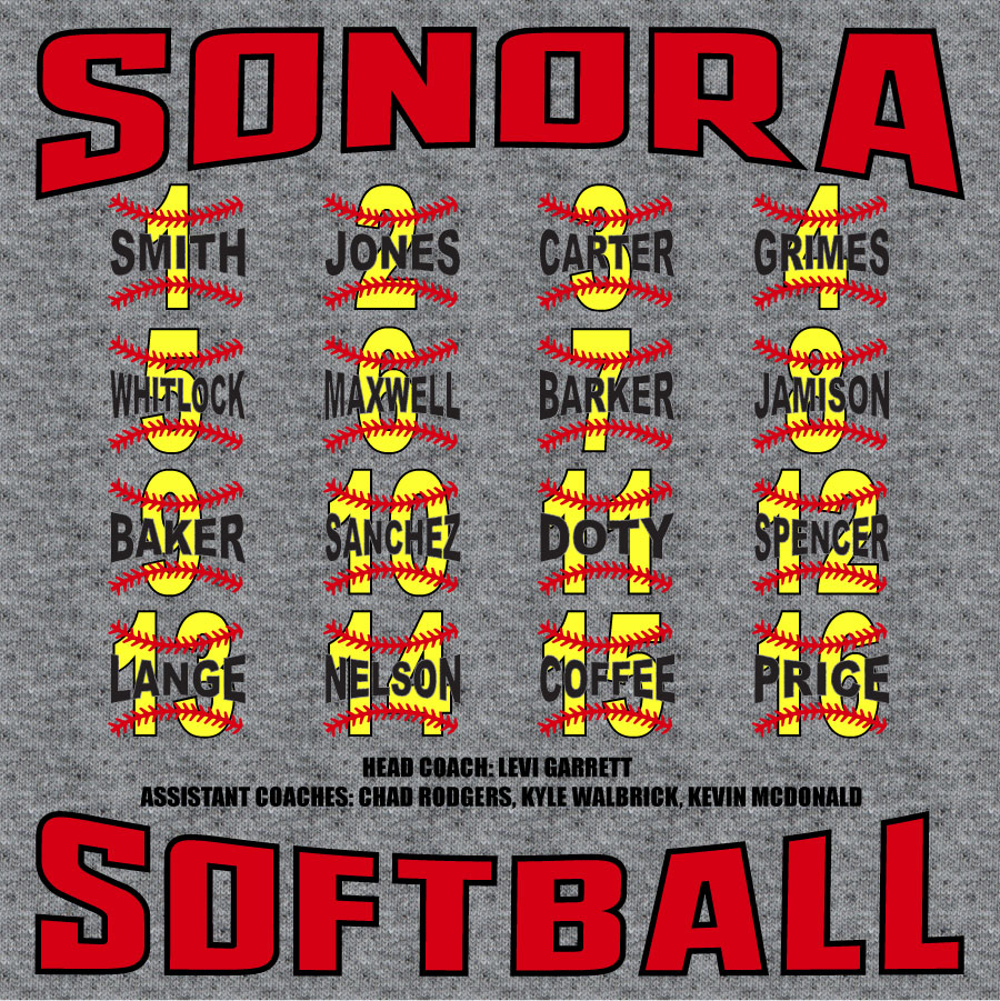 Softball Roster SBR88 | Designs | Gandy Ink